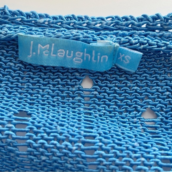 J. McLaughlin Open Knit V Neck Sweater XS Blue - Picture 5 of 8